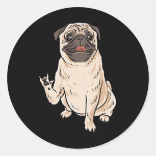 Sticker Rond ILY CARLIN CHIEN ASL Geste main sourde perte d'aud