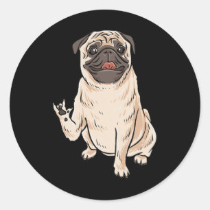Sticker Rond Ily Pug Chien Asl Geste De La Main Malentendant Pe