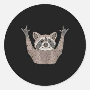 Sticker Rond ILY Raccoon ASL Gesture mains sourdes Perte auditi