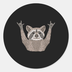 Sticker Rond Ily Raccoon Asl Langue Des Signes Gestuelle Sourds
