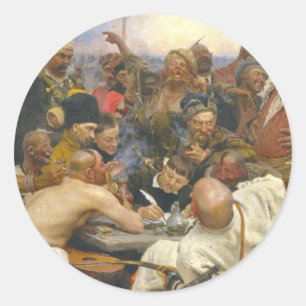 Sticker Rond Ilya Repin Réponse des cosaques zaporozhiens