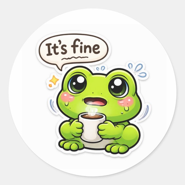 Sticker Rond I'm Fine Frog (Devant)