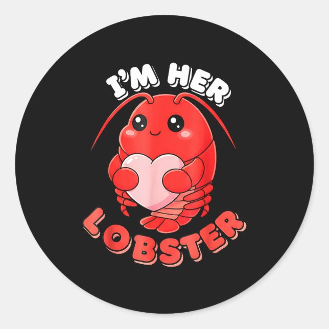 Sticker Rond I'm Her Lobster Matching Couple Valentine's Day Wo (Devant)