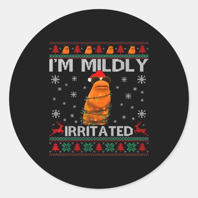 Sticker Rond I'm Mildly Irritated Marcus The Worm Christmas Fun (Devant)