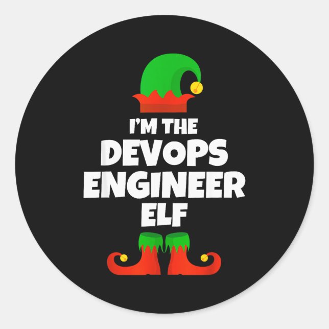 Sticker Rond I'm The Devops Engineer Elf Family Pajama Christma (Devant)