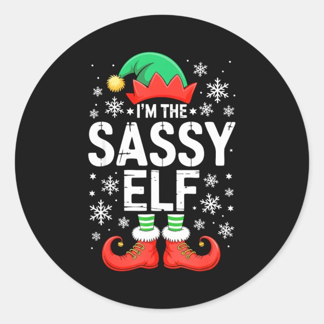 Sticker Rond I'm The Sy Elf Shirt Family Matching Christmas Cos (Devant)