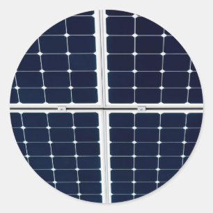 Sticker Rond Image amusante du panneau d'énergie solaire