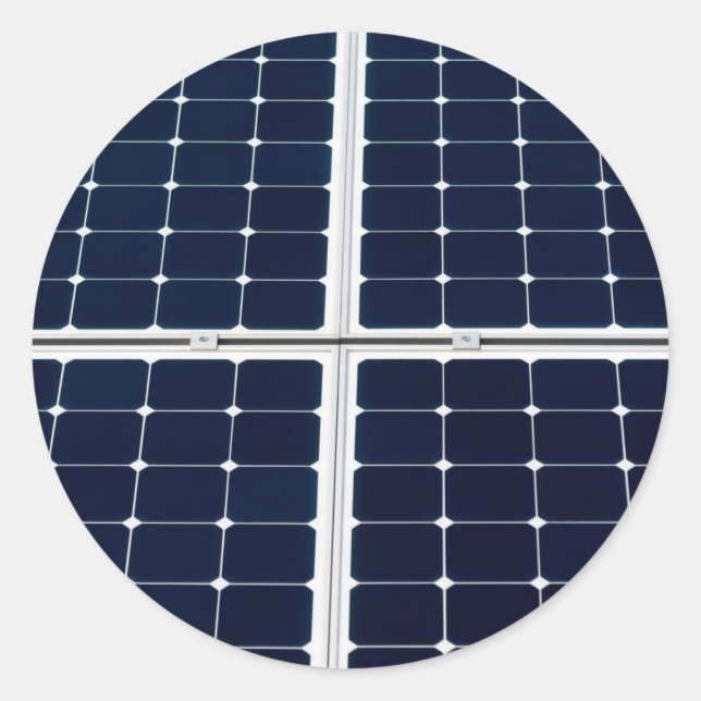 Sticker Rond Image amusante du panneau d'énergie solaire (Devant)