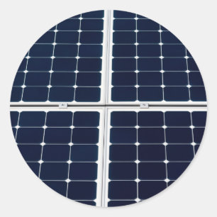 Sticker Rond Image amusante du panneau d'énergie solaire