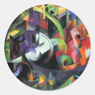 Sticker Rond Image avec du bétail par Franz Marc, Art Vintage