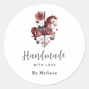 Sticker Rond Image de cheval de carrousel fantaisiste fait main