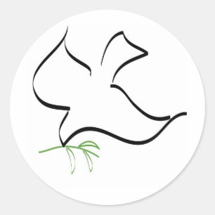 Sticker Rond Image de la branche de la colombe et de l'olivier