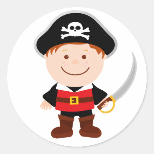 Sticker Rond Image de personnage de personnage de garçon Pirate