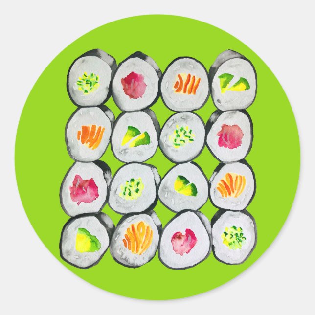 Sticker Rond Image de sushi mignon (Devant)