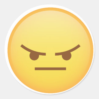 Sticker Rond image de visage jaune imoji en colère