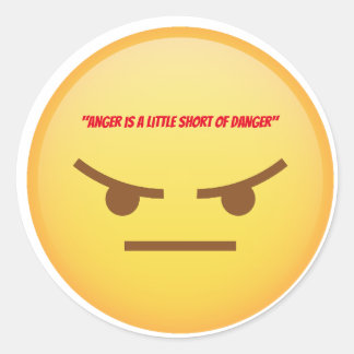 Sticker Rond image de visage jaune imoji en colère