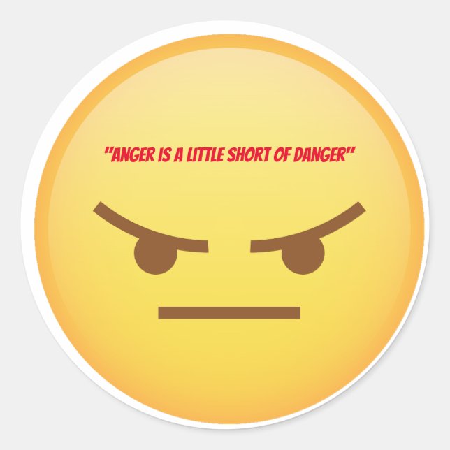 Sticker Rond image de visage jaune imoji en colère (Devant)