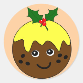 Sticker Rond Image du Pudding de Noël en anglais