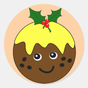 Sticker Rond Image du Pudding de Noël en anglais