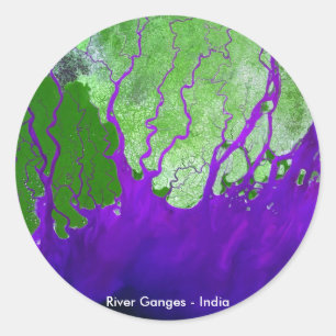 Sticker Rond Image satellite du delta du fleuve Ganges - Inde