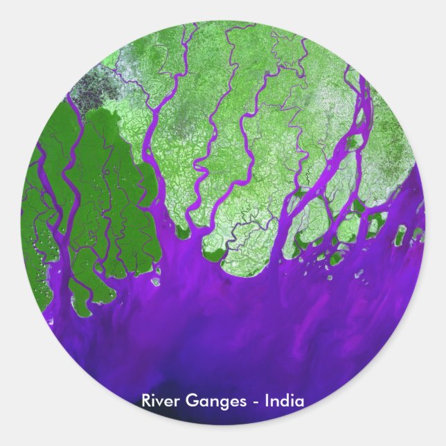 Sticker Rond Image satellite du delta du fleuve Ganges - Inde (Devant)