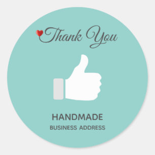 Sticker Rond Image sur pouce personnalisée en bleu clair