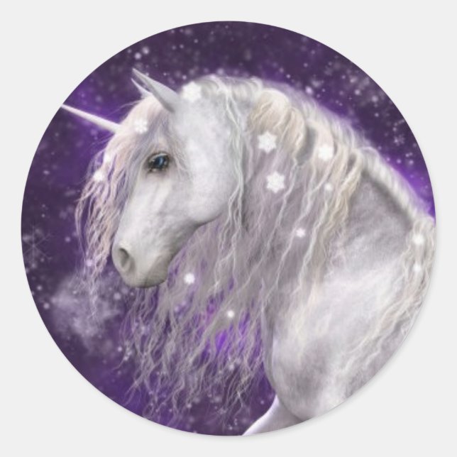 Sticker Rond Imaginaire blanc licorne (Devant)