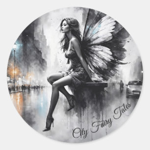 Sticker Rond Imaginaire de fée pluvieux rues de rêve monde