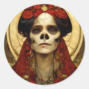 Sticker Rond Imaginaire foncé Gothique Crâne femme 3