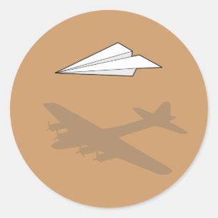 Sticker Rond Imagination trop active d'avion de papier