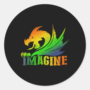 Sticker Rond IMAGINE Imaginaire Dragon Style Idéal Pour Les Cad