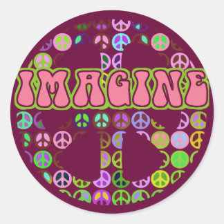 Sticker Rond Imaginez la paix