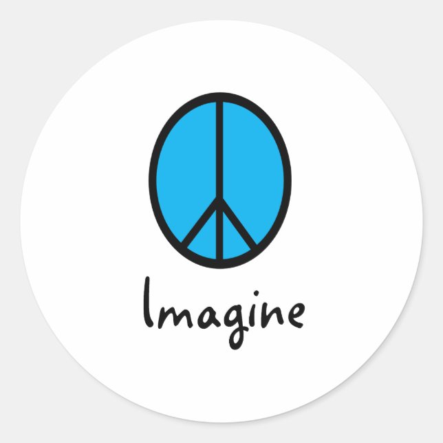 Sticker Rond Imaginez le symbole de paix BLUE (Devant)