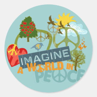 Sticker Rond Imaginez un monde en paix