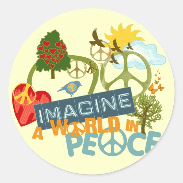 Sticker Rond Imaginez un monde en paix (Devant)