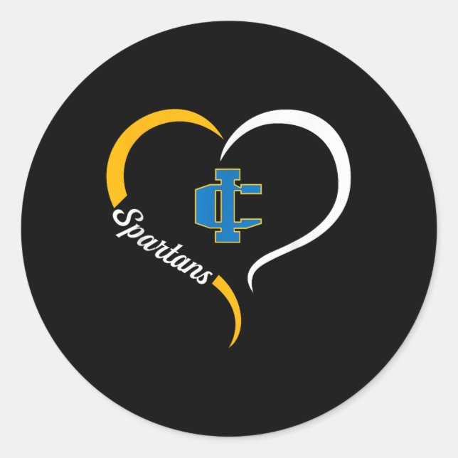 Sticker Rond Imlay City Spartans Logo Demi-Coeur Slogan Hs (Devant)