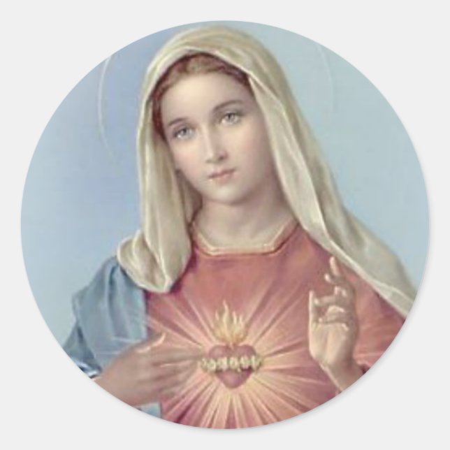 Sticker Rond Immaculé Coeur Marie Béni Mère (Devant)