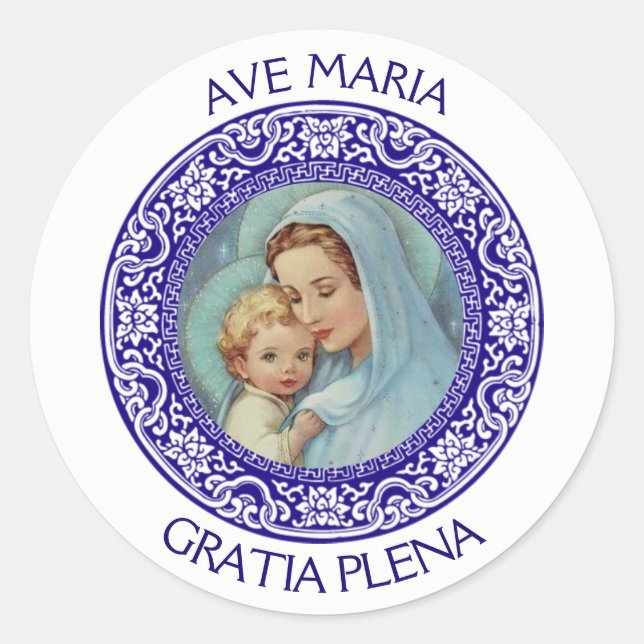Sticker Rond Immaculée Vierge Marie Bébé Jésus (Devant)