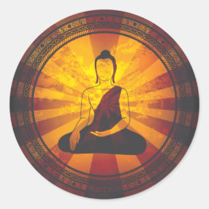 Sticker Rond Impression Bouddha vintage