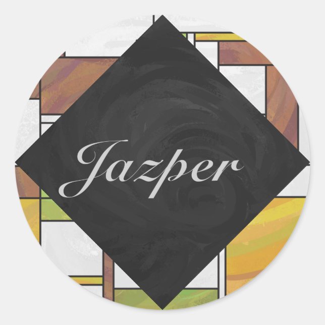 Sticker Rond Impression Brown jaune vert (Devant)