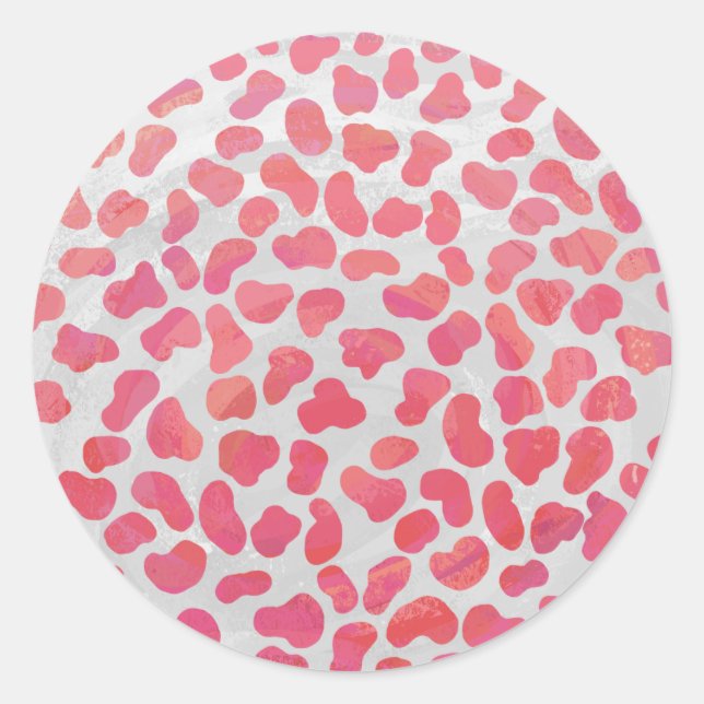 Sticker Rond Impression dalmate rose et blanc (Devant)