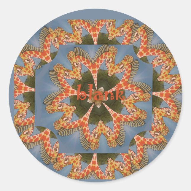 Sticker Rond Impression d'art Abstrait Giraffe (Devant)