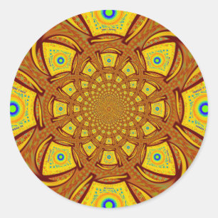 Sticker Rond Impression d'art Kaleidoscope d'or