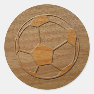 Sticker Rond Impression De Boule De Football En Bois