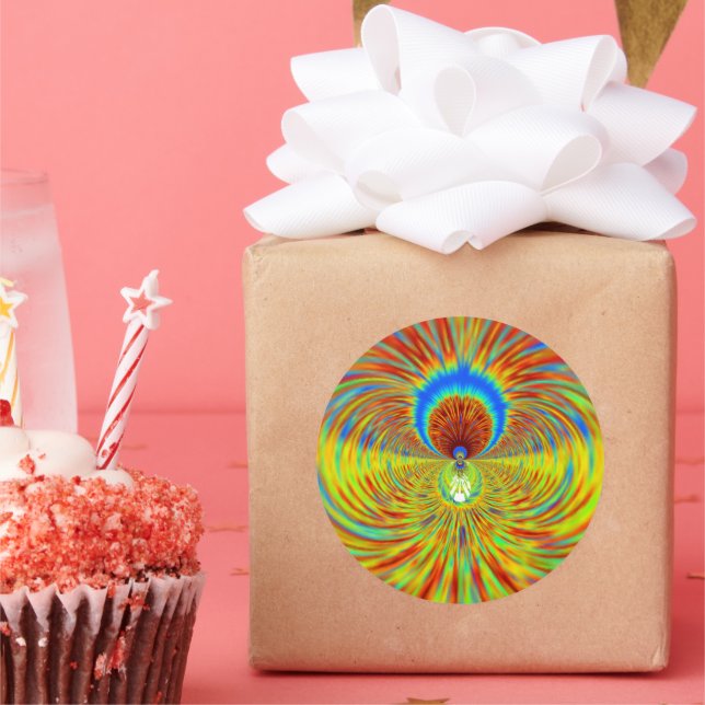 Sticker Rond Impression de Kaleidoscope coloré (Fête)