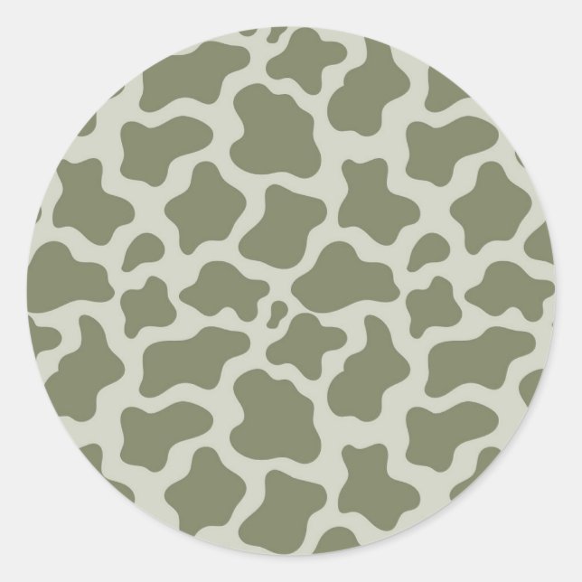 Sticker Rond Impression de vache verte Sage (Devant)