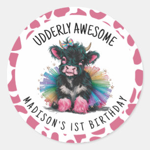 Sticker Rond Impression de vaches Tutu Highland