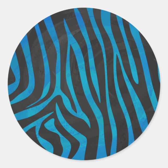 Sticker Rond Impression en bleu et noir Zebra (Devant)