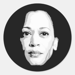 Sticker Rond Impression faciale Kamala Harris