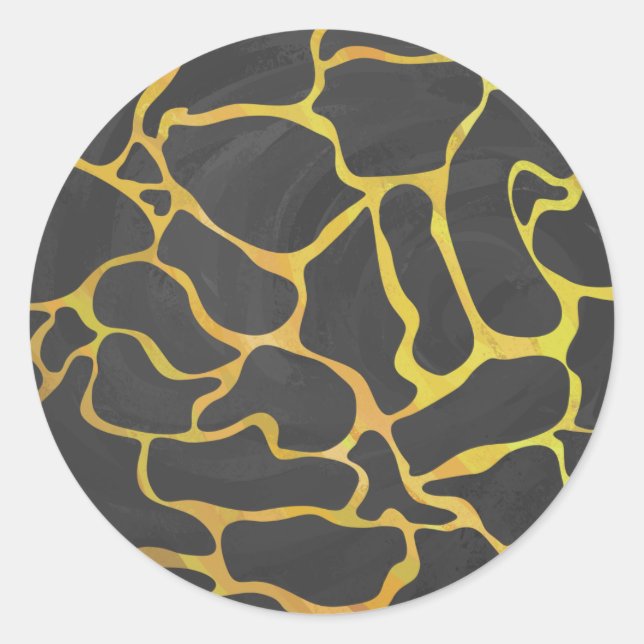 Sticker Rond Impression Giraffe noir et jaune (Devant)